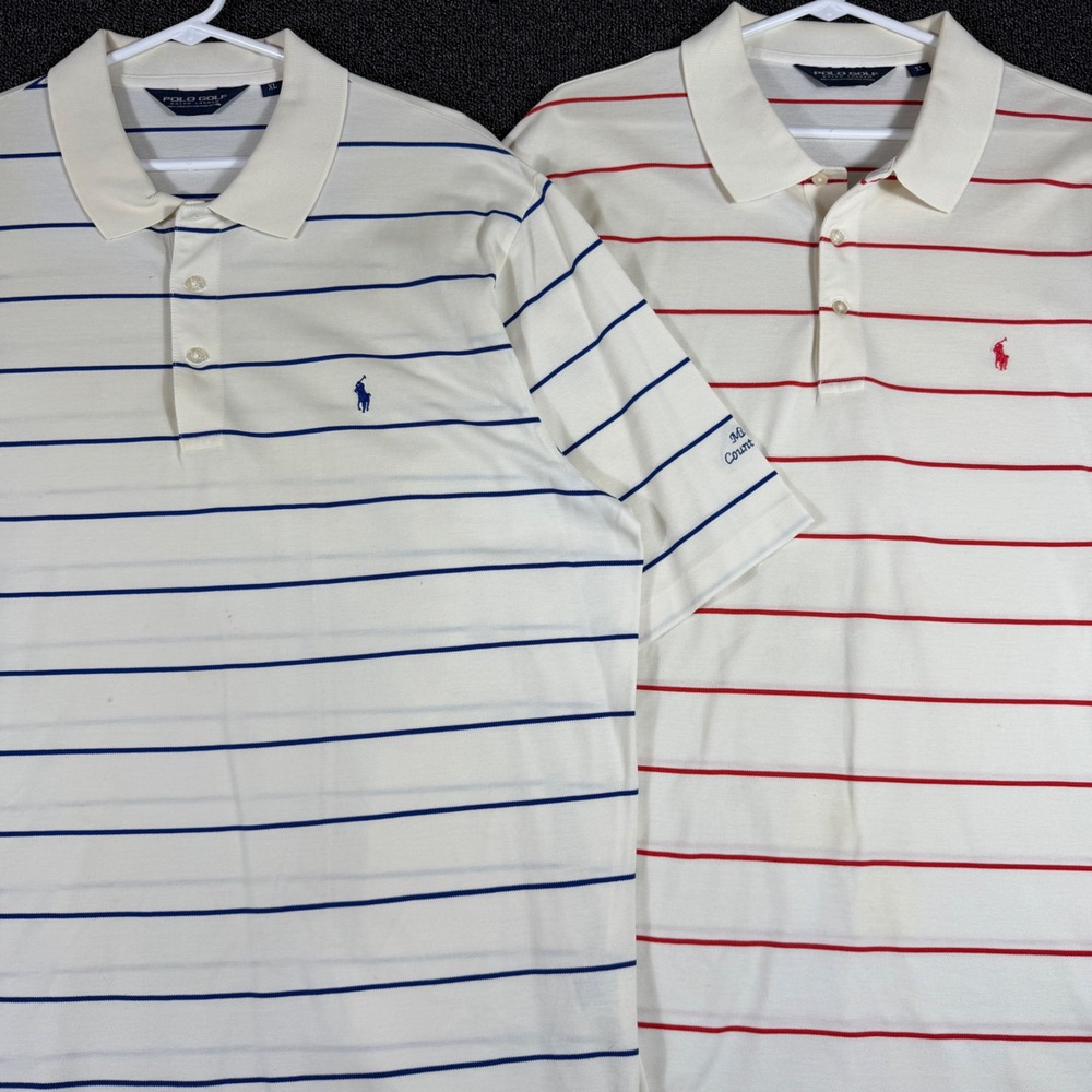 Vintage Polo Golf Ralph Lauren Striped Pima Cotton Polo Shirt Bundle 2 Men's XL